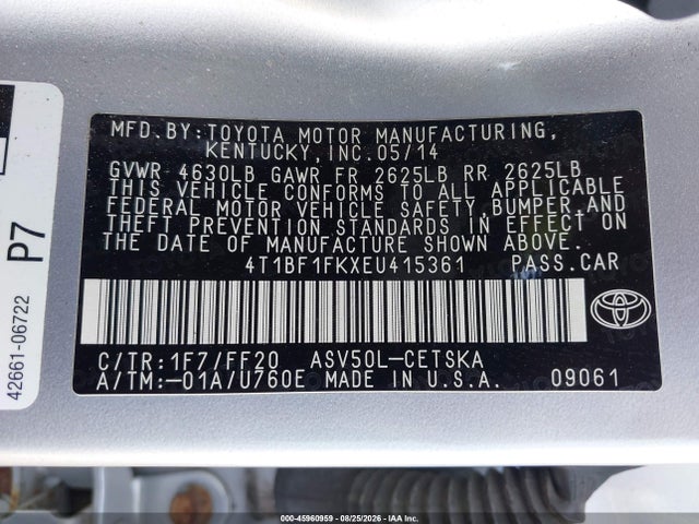 Toyota CAMRY SE 2014 4T1BF1FKXEU415361 Image 9