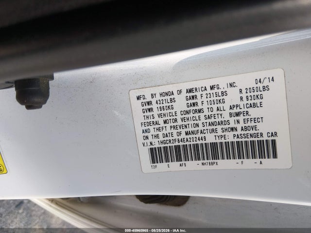 Honda Accord Ex-l 2014 1HGCR2F84EA202449 Image 9