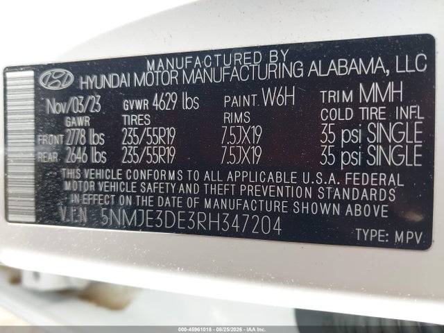 Hyundai Tucson Limited 2024 5NMJE3DE3RH347204 Image 9