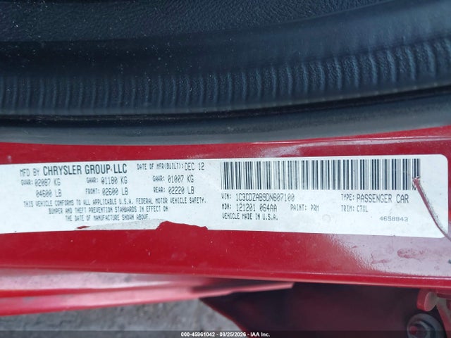 Aukcja sprzedaży 2013 Dodge Avenger Se, vin: 1C3CDZAB9DN607100, numer aukcji: 45961042