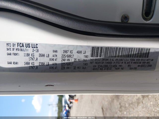 2018 Jeep Compass Latitude 4x4 მანქანა იყიდება აუქციონზე, vin: 3C4NJDBB6JT314054, აუქციონის ნომერი: 45961048