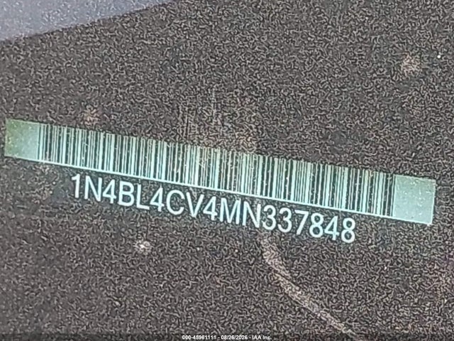 Aukcja sprzedaży 2021 Nissan Altima Sr Fwd, vin: 1N4BL4CV4MN337848, numer aukcji: 45961111