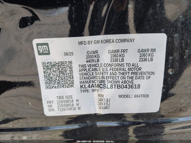 45961148 :رقم المزاد ، KL4AMCSL8TB043618 vin ، 2026 Buick Encore Gx Preferred Awd مزاد بيع