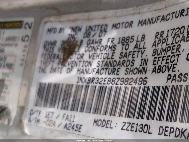 Продажа на аукционе авто 2008 Toyota Corolla Ce, vin: 1NXBR32E88Z982496, номер лота: 45961167