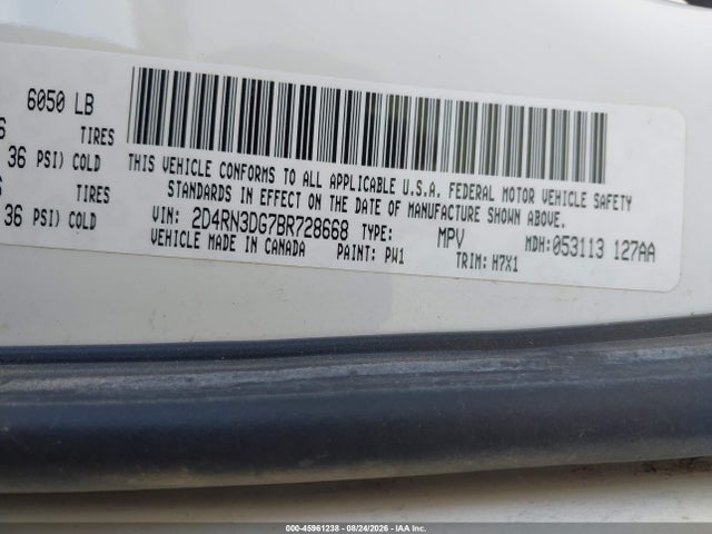 Продажа на аукционе авто 2011 Dodge Grand Caravan Mainstreet, vin: 2D4RN3DG7BR728668, номер лота: 45961238
