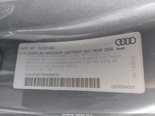 Продаж на аукціоні авто 2014 Audi A5 2.0t Premium, vin: WAUJFAFH7EN008819, номер лоту: 45961292