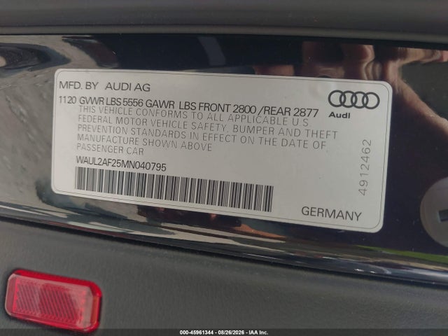Aukcja sprzedaży 2021 Audi A6 Premium Plus 55 Tfsi Quattro S Tronic, vin: WAUL2AF25MN040795, numer aukcji: 45961344