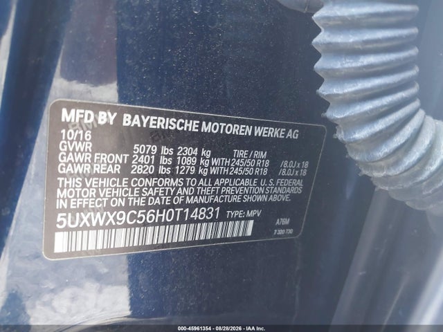 Aukcja sprzedaży 2017 Bmw X3 Xdrive28i, vin: 5UXWX9C56H0T14831, numer aukcji: 45961354