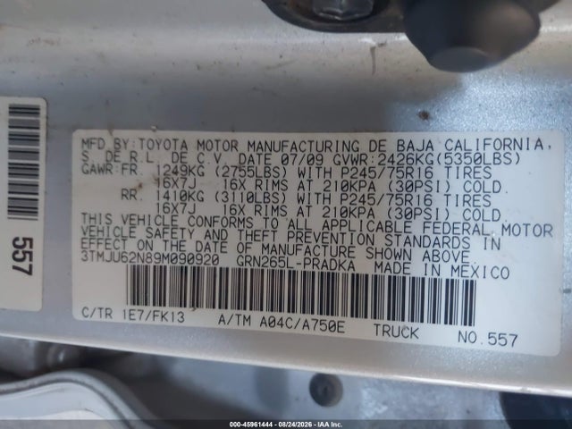 Aukcja sprzedaży 2009 Toyota Tacoma Prerunner V6, vin: 3TMJU62N89M090920, numer aukcji: 45961444