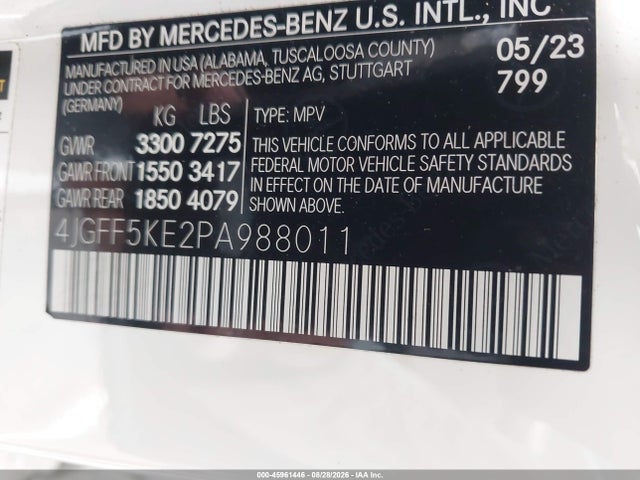 Aukcja sprzedaży 2023 Mercedes-benz Gls 450 4matic, vin: 4JGFF5KE2PA988011, numer aukcji: 45961446