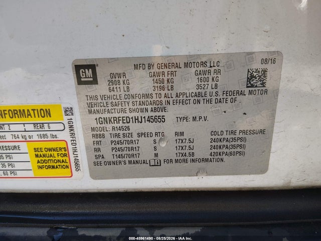 1GNKRFED1HJ145655 Chevrolet Traverse Ls