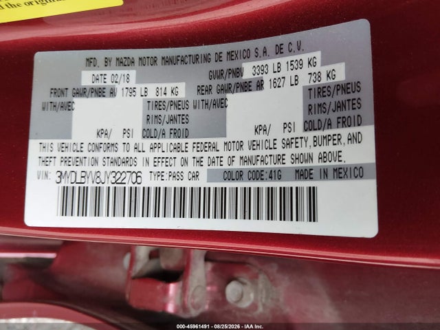 Aukcja sprzedaży 2018 Toyota Yaris Ia, vin: 3MYDLBYV8JY322706, numer aukcji: 45961491