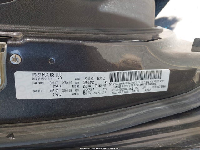Продажа на аукционе авто 2016 Dodge Grand Caravan Sxt, vin: 2C4RDGCG6GR220692, номер лота: 45961514