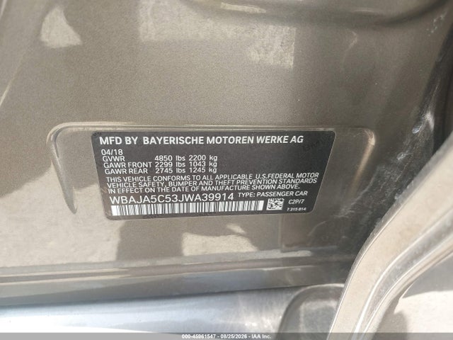 WBAJA5C53JWA39914 BMW 530I