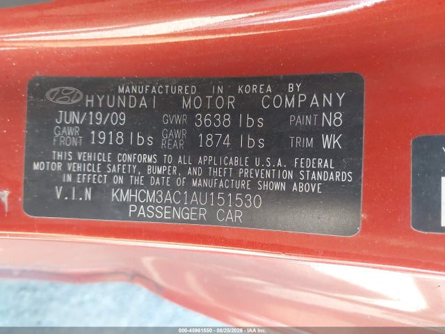 Продаж на аукціоні авто 2010 Hyundai Accent Gs, vin: KMHCM3AC1AU151530, номер лоту: 45961550
