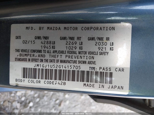 JM1GJ1U52G1415705 Mazda Mazda6 I Sport