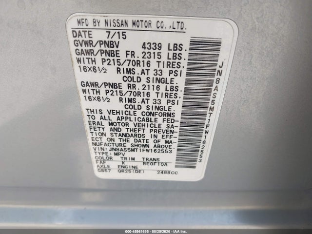 Nissan Rogue Select S 2015 JN8AS5MT1FW162553 Image 9