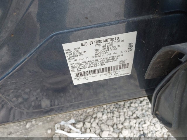 Продаж на аукціоні авто 2019 Ford Edge Sel, vin: 2FMPK4J99KBB01290, номер лоту: 45961725