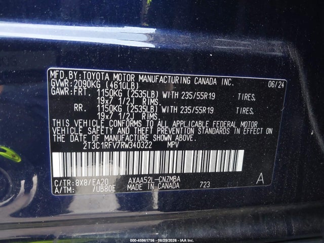 Aukcja sprzedaży 2024 Toyota Rav4 Xle Premium, vin: 2T3C1RFV7RW340322, numer aukcji: 45961756