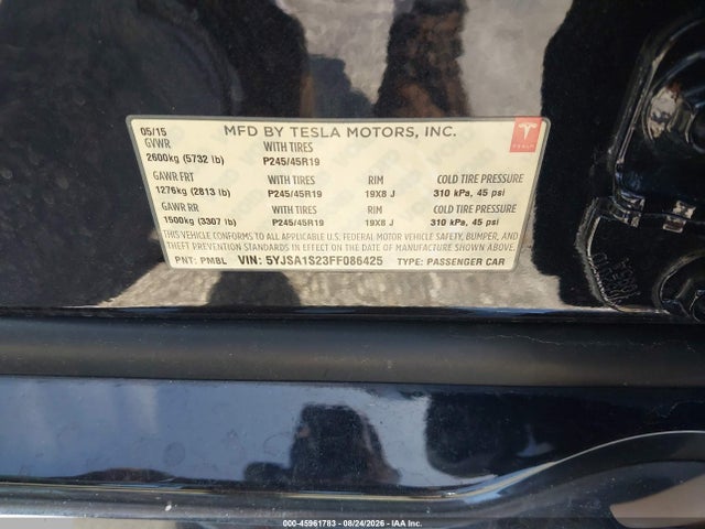 Aukcja sprzedaży 2015 Tesla Model S 70d/85d/p85d, vin: 5YJSA1S23FF086425, numer aukcji: 45961783