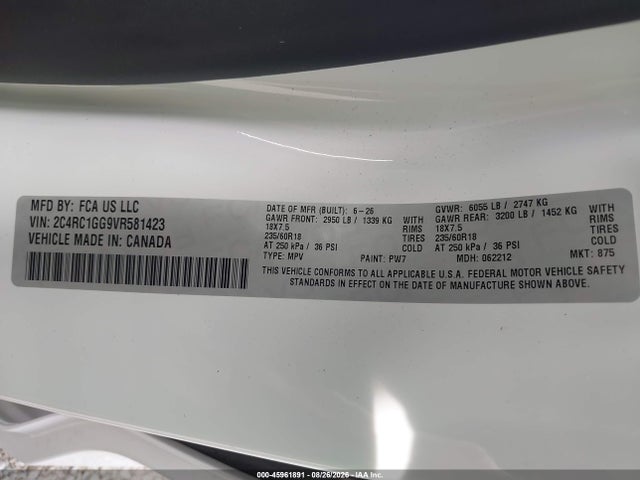 2C4RC1GG9VR581423 Chrysler Pacifica Limited