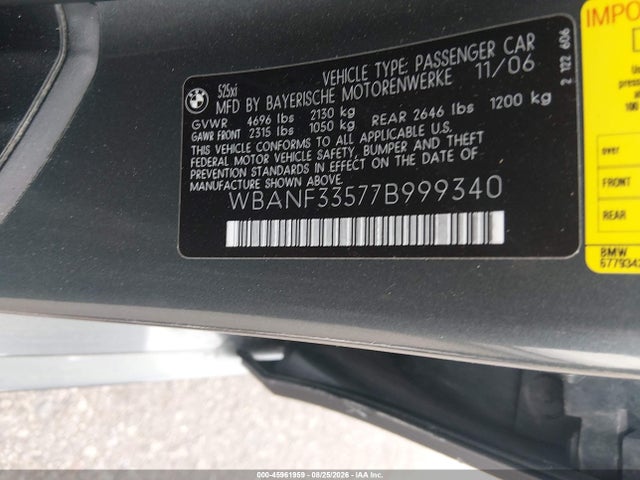 Aukcja sprzedaży 2007 Bmw 525xi, vin: WBANF33577B999340, numer aukcji: 45961959