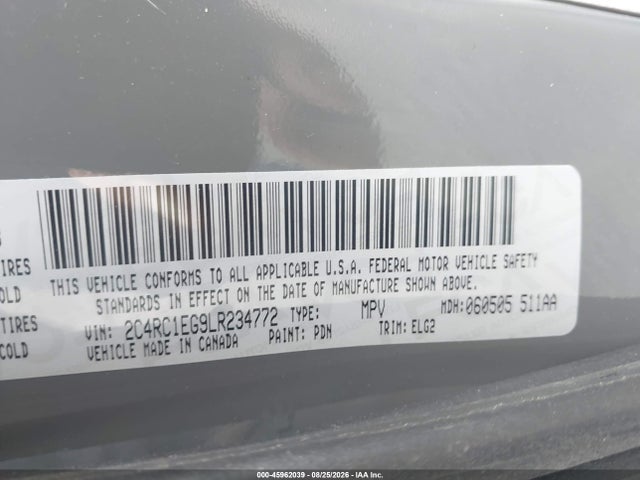 Aukcja sprzedaży 2020 Chrysler Pacifica Touring L Plus, vin: 2C4RC1EG9LR234772, numer aukcji: 45962039