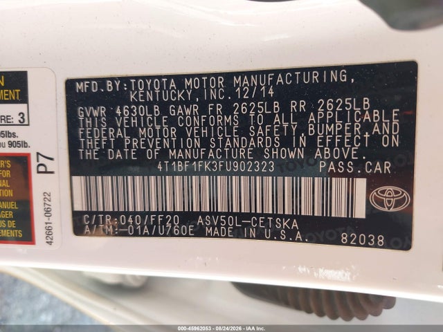 4T1BF1FK3FU902323 Toyota CAMRY SE