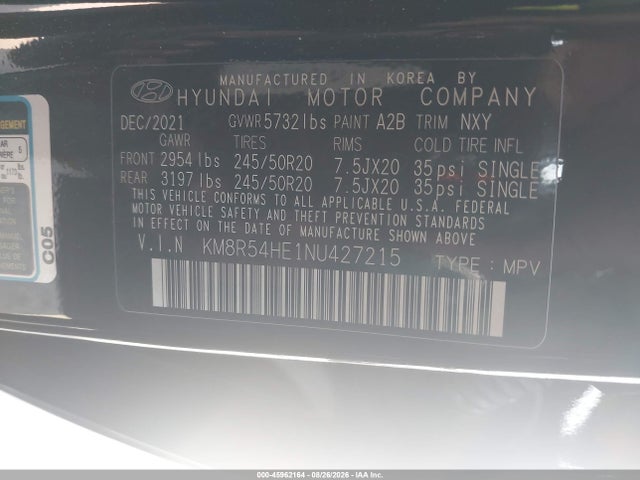 Продажа на аукционе авто 2022 Hyundai Palisade Limited, vin: KM8R54HE1NU427215, номер лота: 45962164