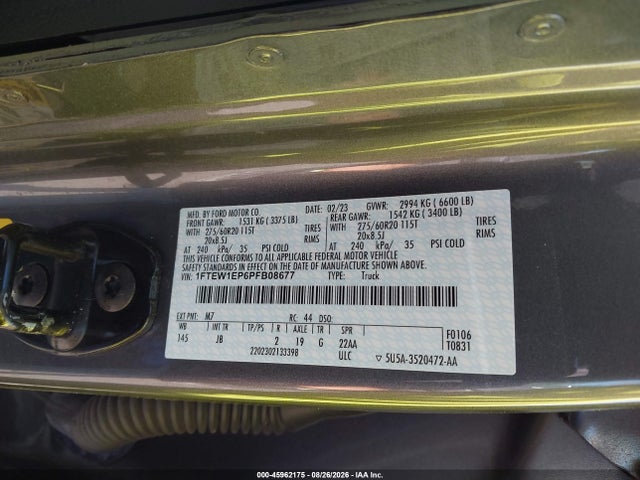 45962175 :رقم المزاد ، 1FTEW1EP6PFB08677 vin ، 2023 Ford F-150 Xl مزاد بيع