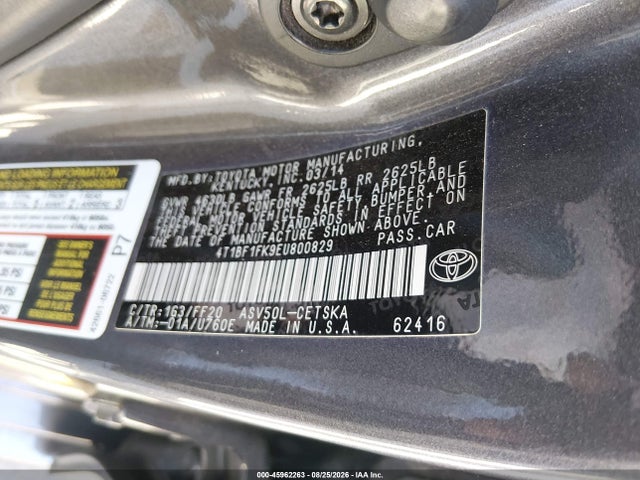 Toyota CAMRY SE 2014 4T1BF1FK9EU800829 Image 9