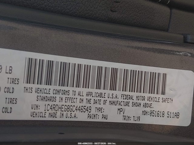 45962333 :رقم المزاد ، 1C4RDHEG8GC446549 vin ، 2016 Dodge Durango Citadel Anodized Platinum مزاد بيع
