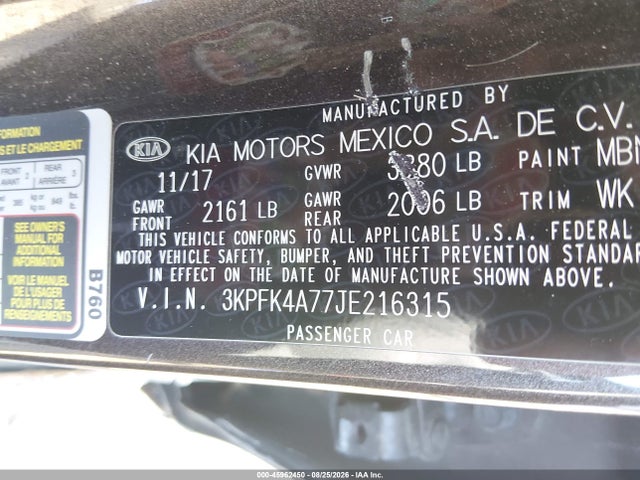 Продаж на аукціоні авто 2018 Kia Forte Lx, vin: 3KPFK4A77JE216315, номер лоту: 45962450