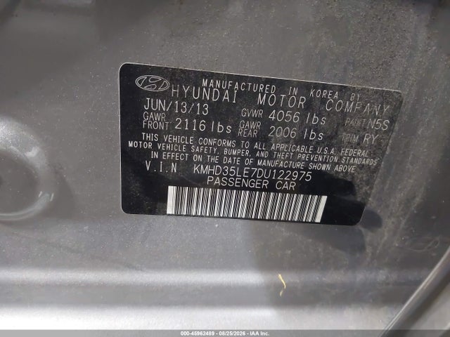 2013 Hyundai Elantra Gt მანქანა იყიდება აუქციონზე, vin: KMHD35LE7DU122975, აუქციონის ნომერი: 45962489