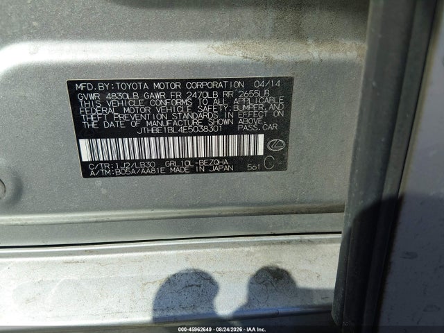 45962649 :رقم المزاد ، JTHBE1BL4E5038301 vin ، 2014 Lexus Gs 350 مزاد بيع
