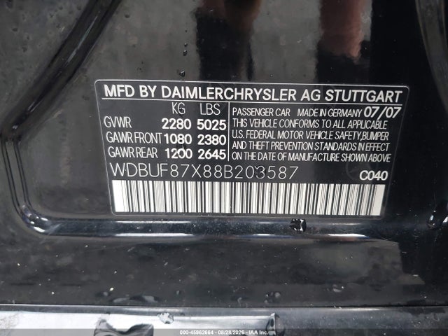Aukcja sprzedaży 2008 Mercedes-benz E 350 4matic, vin: WDBUF87X88B203587, numer aukcji: 45962664