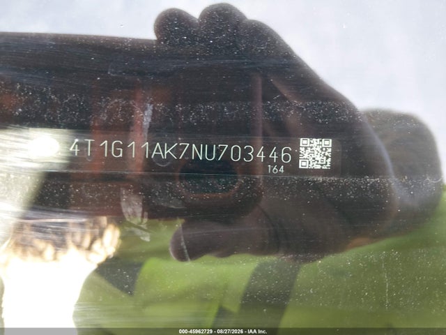 45962729 :رقم المزاد ، 4T1G11AK7NU703446 vin ، 2022 Toyota Camry Se مزاد بيع