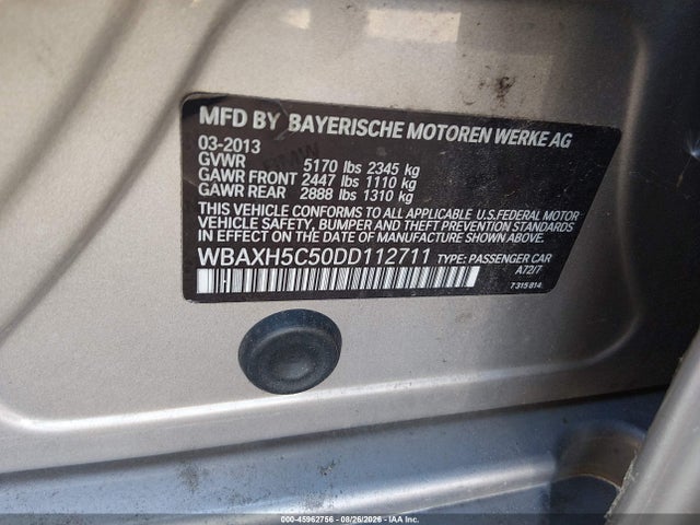 Aukcja sprzedaży 2013 Bmw 528i Xdrive, vin: WBAXH5C50DD112711, numer aukcji: 45962756