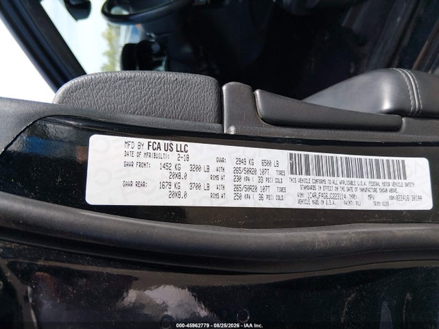 45962779 :رقم المزاد ، 1C4RJFAG6JC223114 vin ، 2018 Jeep Grand Cherokee Altitude 4x4 مزاد بيع