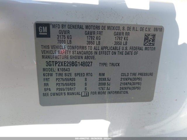 45962783 :رقم المزاد ، 3GTP2XE29BG148027 vin ، 2011 Gmc Sierra 1500 Denali مزاد بيع
