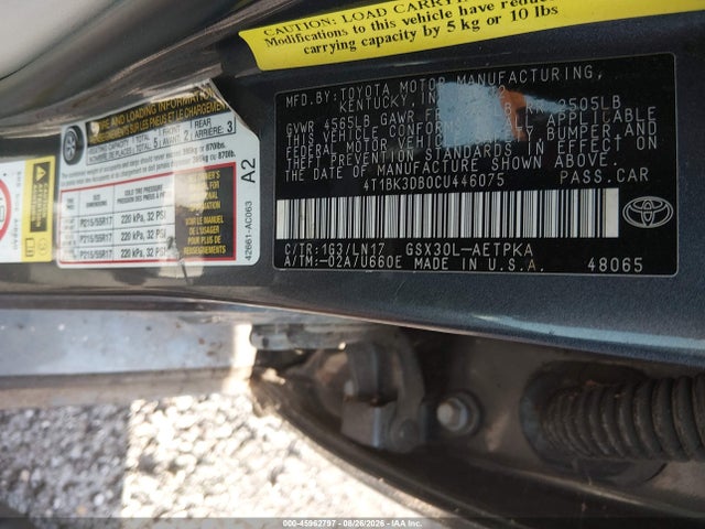 Aukcja sprzedaży 2012 Toyota Avalon Limited, vin: 4T1BK3DB0CU446075, numer aukcji: 45962797
