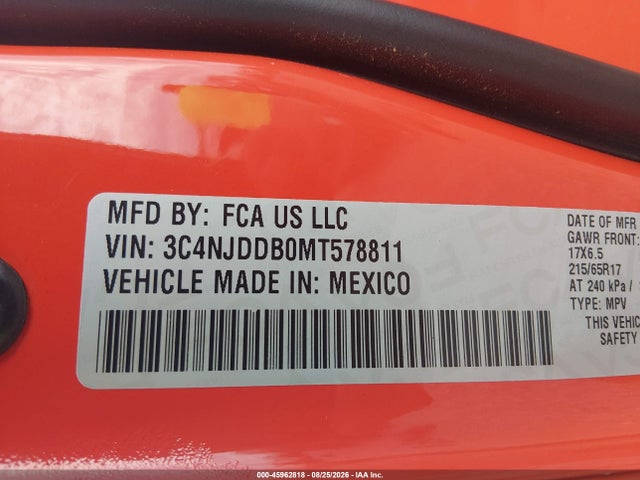 Aukcja sprzedaży 2021 Jeep Compass Trailhawk 4x4, vin: 3C4NJDDB0MT578811, numer aukcji: 45962818