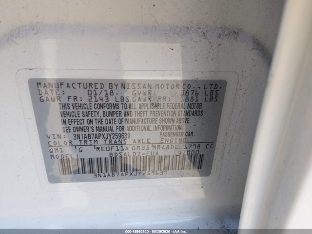 Nissan SENTRA SV 2018 3N1AB7APXJY259639 Image 9
