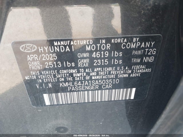 Aukcja sprzedaży 2025 Hyundai Sonata Sel, vin: KMHL64JA1SA503510, numer aukcji: 45962859