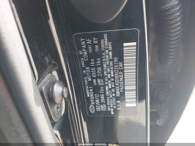 Продажа на аукционе авто 2013 Hyundai Genesis 3.8, vin: KMHGC4DD9DU226199, номер лота: 45962866