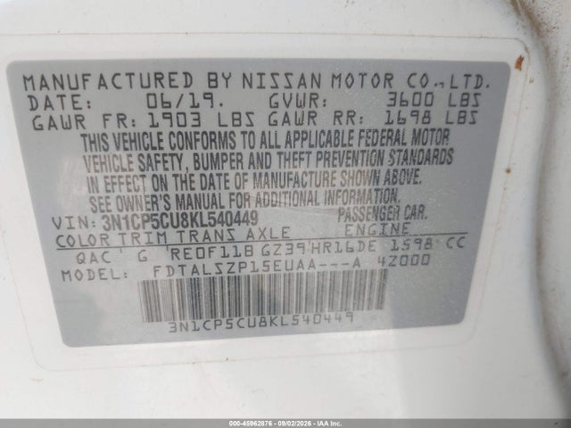 Nissan KICKS SV 2019 3N1CP5CU8KL540449 Image 9