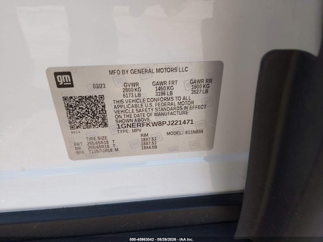 Продаж на аукціоні авто 2023 Chevrolet Traverse Fwd Ls, vin: 1GNERFKW8PJ221471, номер лоту: 45963042
