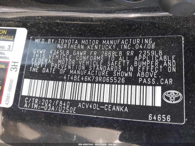 Aukcja sprzedaży 2009 Toyota Camry Le, vin: 4T4BE46K79R065526, numer aukcji: 45963044