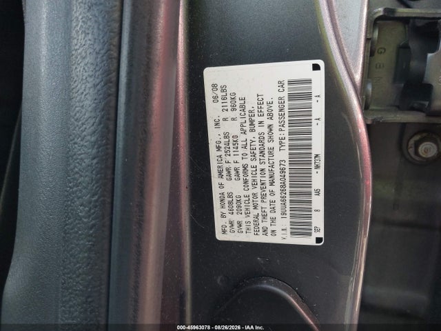 Aukcja sprzedaży 2008 Acura Tl 3.2, vin: 19UUA66268A049673, numer aukcji: 45963078