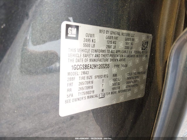 Продаж на аукціоні авто 2017 Chevrolet Colorado 2wd Wt, vin: 1GCGSBEA2H1265255, номер лоту: 45963091